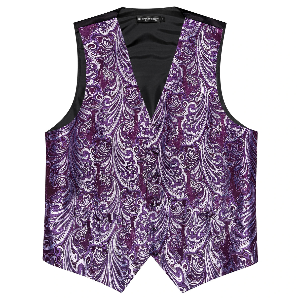Herrenweste lila mit floraler Jacquard-Struktur und Paisley-Muster, ärmellos