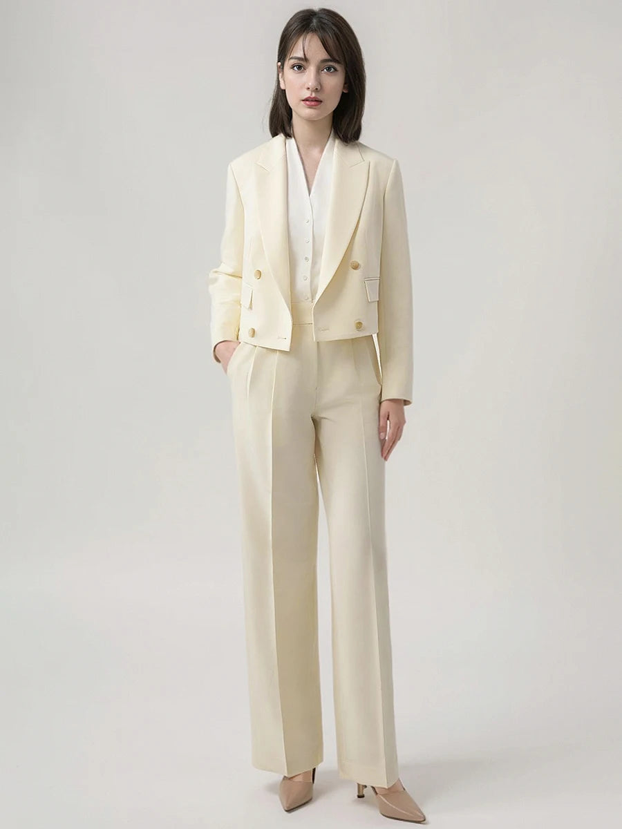 Eleganter Damen-Anzug mit Blazer und Hose – ideal für Büro und festliche Anlässe, in Schwarz mit Ein-Knopf-Design, XS-2XL