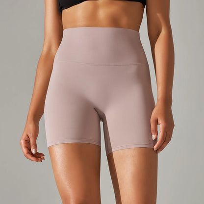 Nahtlose Sportshorts für Frauen mit hohem Bund, rosé-lila