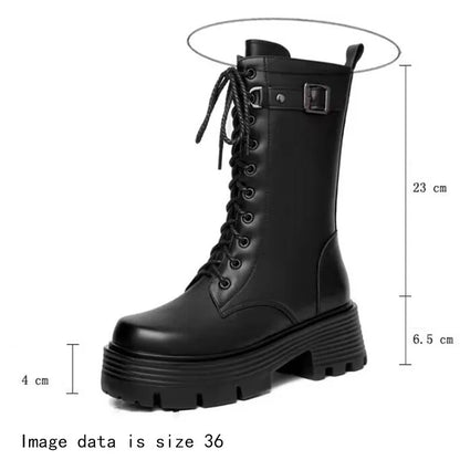 AIYUQI Women's Winter Shoes 2025 New Genuine Leather Women's Biker Boots Large Size 41 42 43 Warm Platform Women's Snow Boots