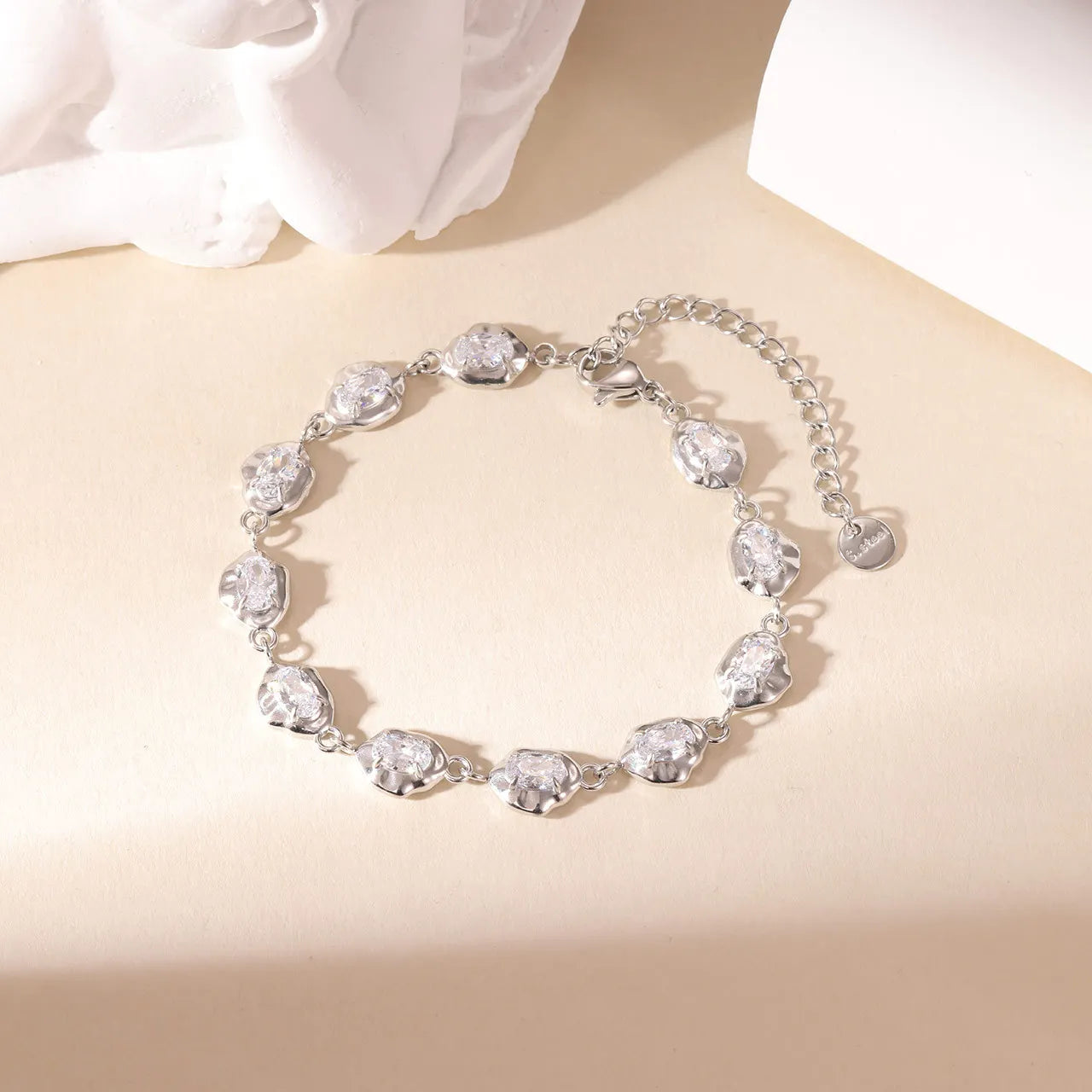 Damen-Gliederarmband mit Zirkonia aus Edelstahl