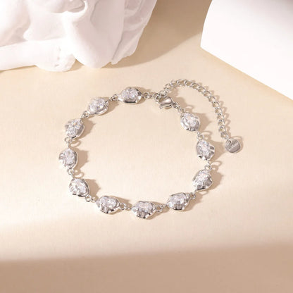 Damen-Gliederarmband mit Zirkonia aus Edelstahl