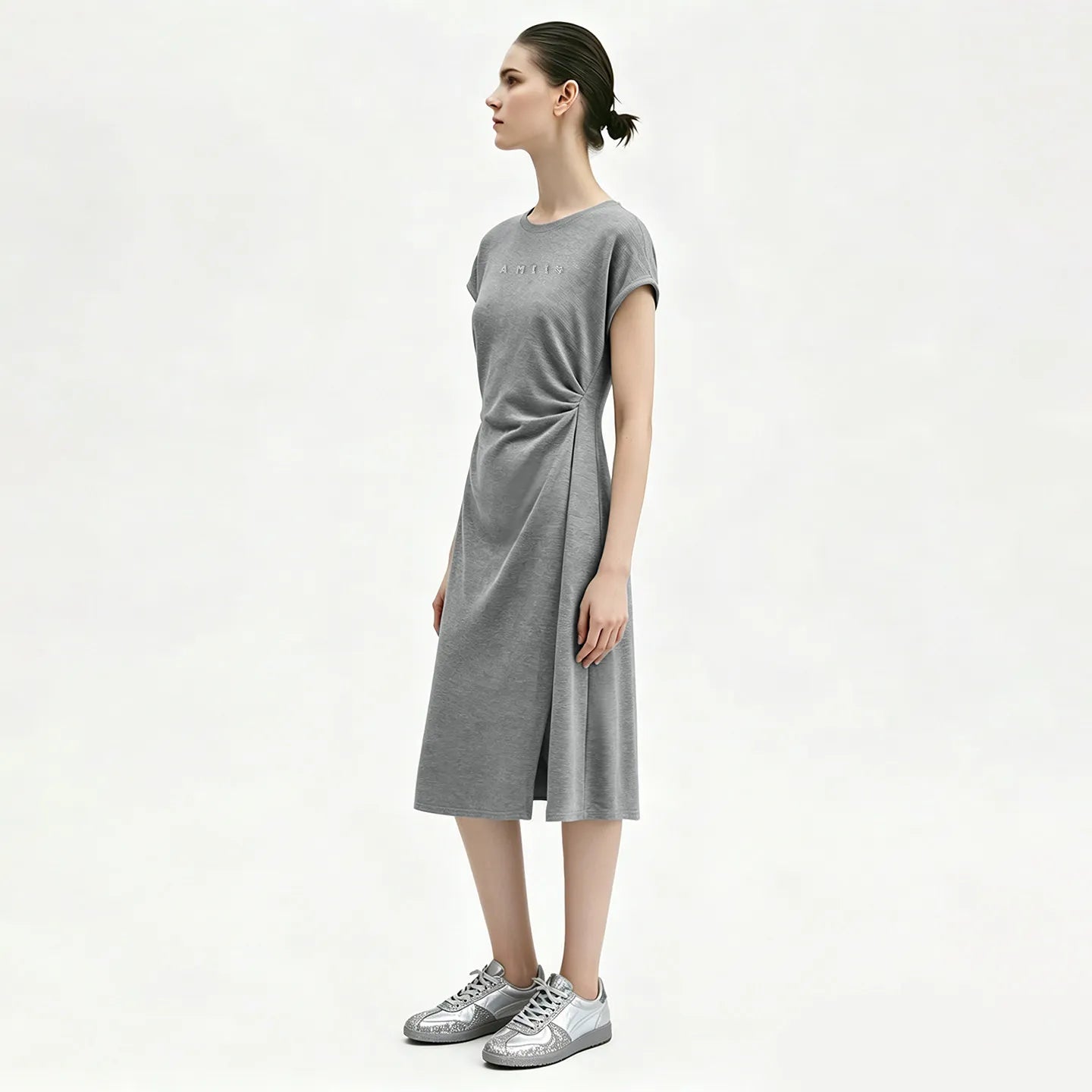 Elegantes Damen Midikleid Mit Stretch Und Strass Detail