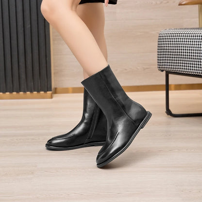 AIYUQI Women Ankle Boots 2025 New Genuine Leather Short Boots Women Flat Winter Fashion Women Knight Boots