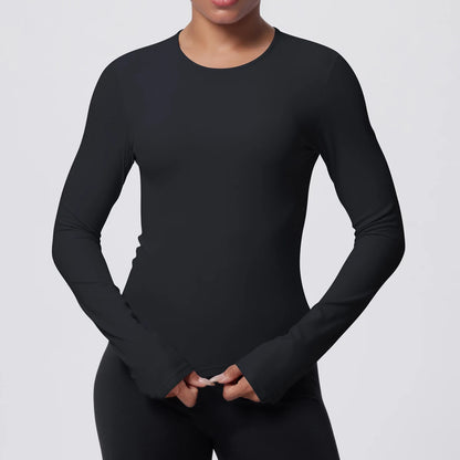 Schlankes Langarmshirt in Schwarz mit Rundhalsausschnitt