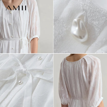 Edles Damen Kleid Mit Gürtel Und Perlendetails Aus Chiffon