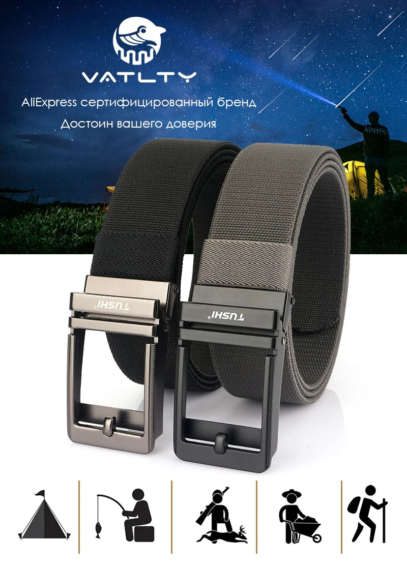 VATLY Herren Stretch-Gürtel 38mm mit Automatik-Schnalle aus Nylon