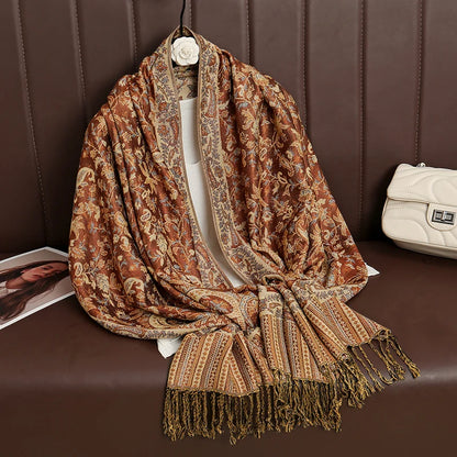 Damen Winterschal Kaschmir Jacquard Paisley lang Pashmina Bandana Foulard Luxus