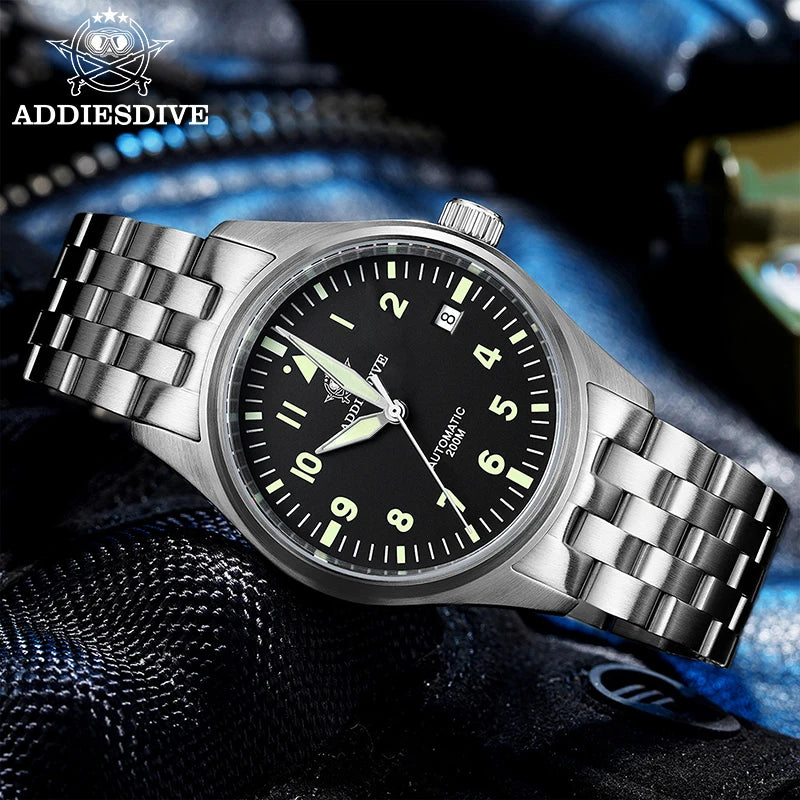 Herren Automatik-Taucheruhr 200m wasserdicht C3 Leuchtzeiger mechanisch