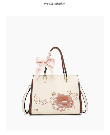 Damen Tasche Aus Splitleder Mit Reißverschluss Im Chinesischen Stil
