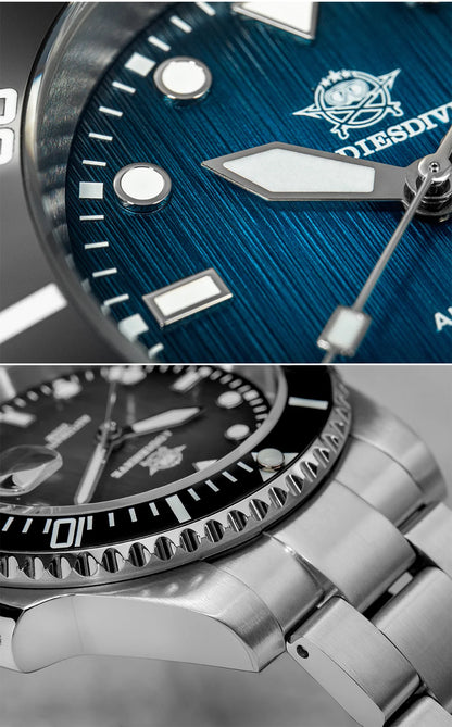 Herren Automatikuhr mechanisch Saphirglas 8215 200m wasserdicht Leuchtzeiger Edelstahl