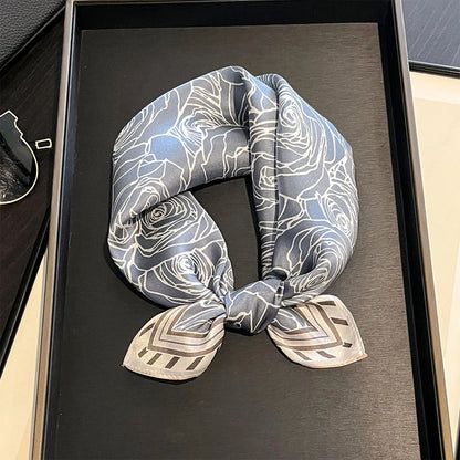 Damen Seidenschal 53cm klein quadratisch Haarband Kopftuch Halstuch Bandana B