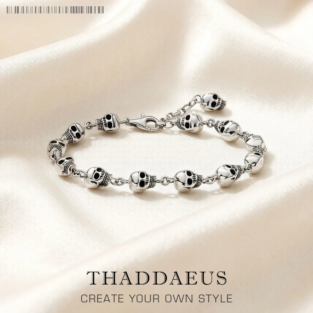 Damen-Armband Schädel Gliederkette Punk Rebel aus Sterlingsilber