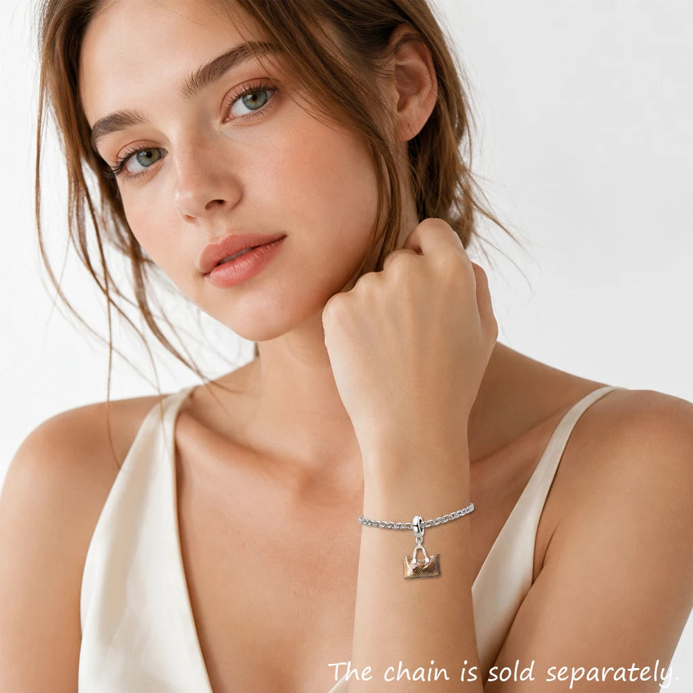 Damen-Charm-Anhänger Tasche Frühling trendig Club aus Sterlingsilber
