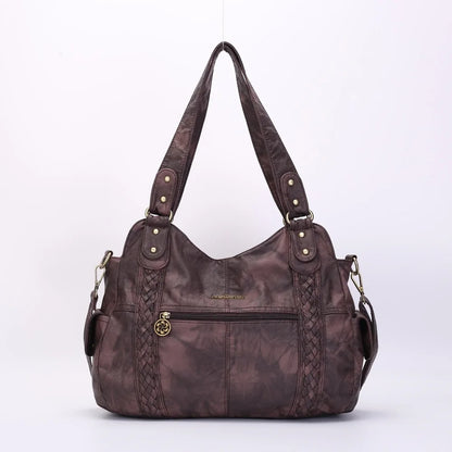 Damen-Schultertasche Aus PU-Leder Mit Reißverschluss Und Innenfächern Großes Stauraumvolumen