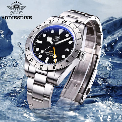 Herren-GMT-Taucheruhr mit Swiss-Ronda-Werk und Bubble-Glas