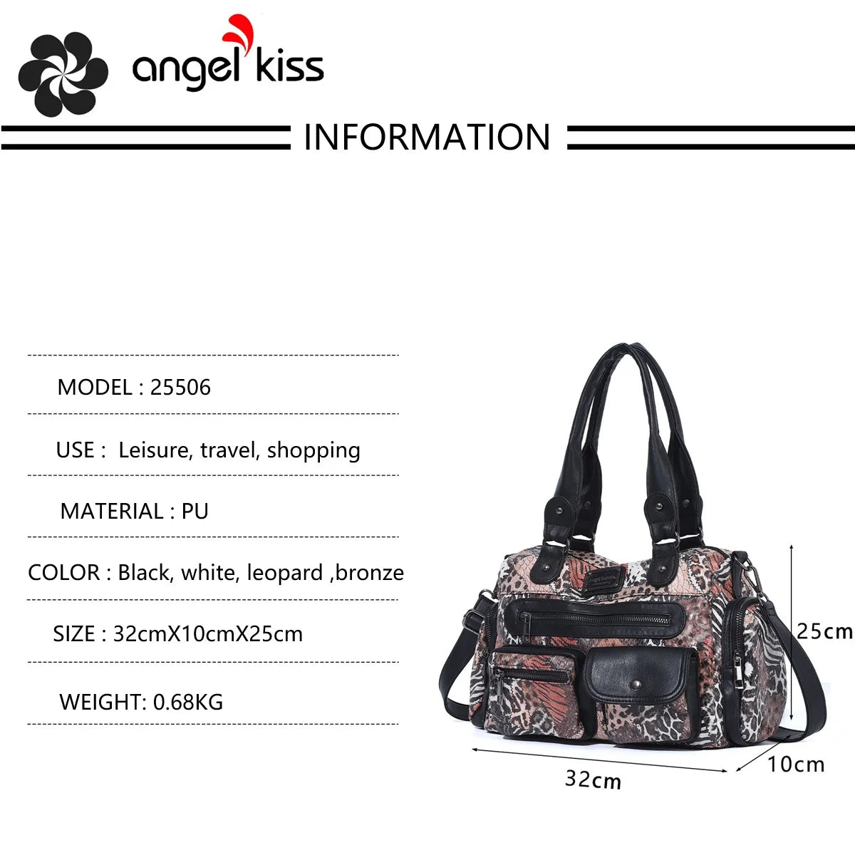 Damen-Satchel-Tasche Vintage-Schwarz Großes Fassungsvermögen Mit Abnehmbarem Tragegurt