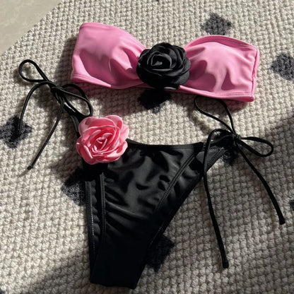 Gestreifter Damen-Bikini im brasilianischen Stil – ideal für Strand und Pool
