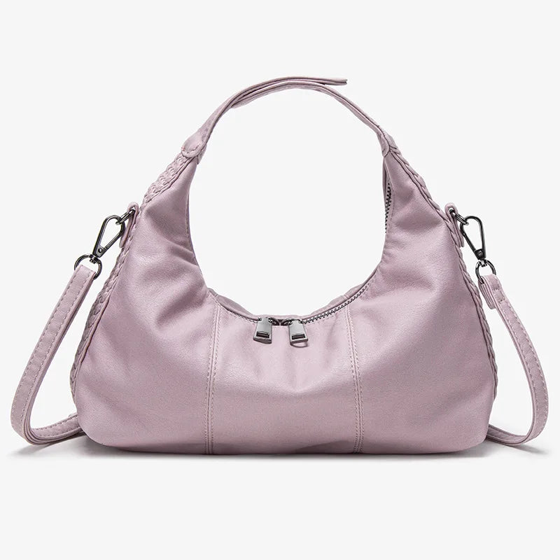 Damen-Hobo-Tasche Aus Weichem Kunstleder Mit Abnehmbarem Schulterriemen Schwarz Alltagstauglich