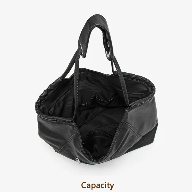 Damen-Schultertasche aus weichem PU mit verstellbaren Schnallenriemen und großem Fassungsvermögen dunkelgrau
