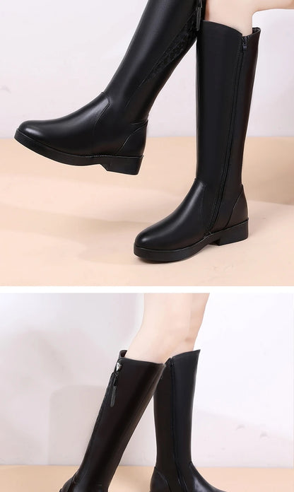 AIYUQI Women Winter Boots 2025 New Genuine Leather Women Long Boots Anti Slip Large Size 41 42 43 Wool Warm Knight Boots Women