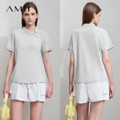 Damen T-Shirt im Minimalismus-Stil mit asymmetrischem Schnitt für den Sommer