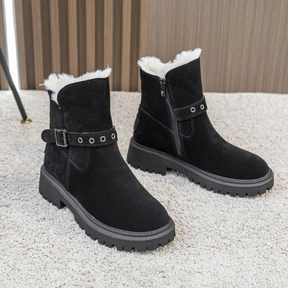 AIYUQI Women's Snow Boots Suede Genuinen Leather New Large Size Thick Warm Women Winter Boots Casual Women's Ankle Boots