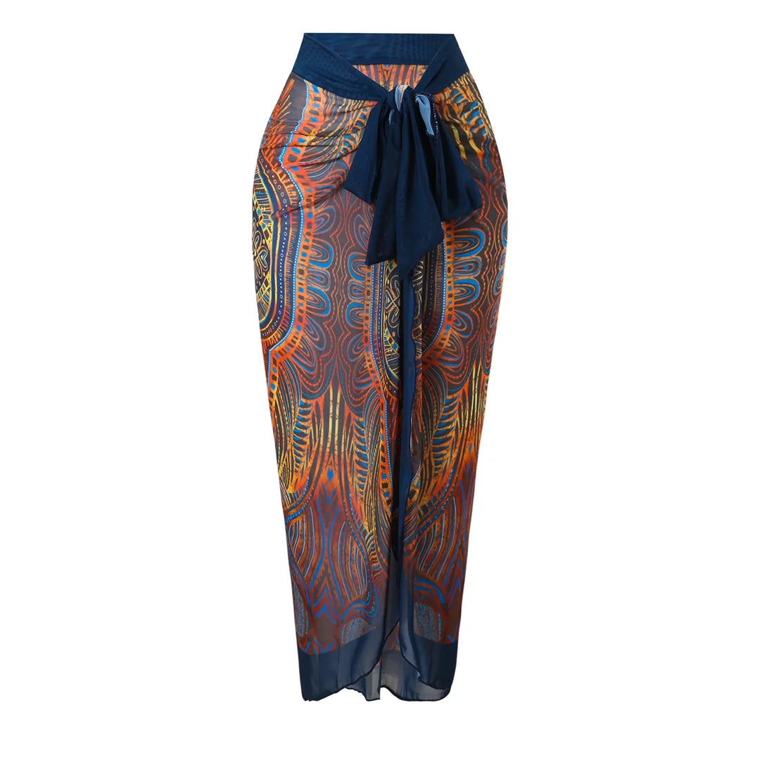 Damen-Badeanzug Blumen Langarm Sarong einteilig gepolstert