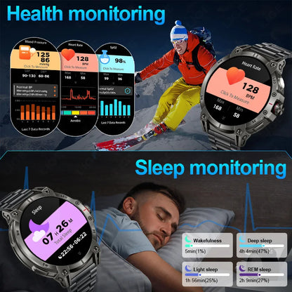 Herren Smartwatch mit Bluetooth Anruf Funktion und Fitness Tracker für Outdoor Aktivitäten