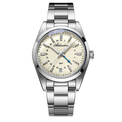 Herren-GMT-Quarzuhr mit Ronda-Werk und Bubble-Glas