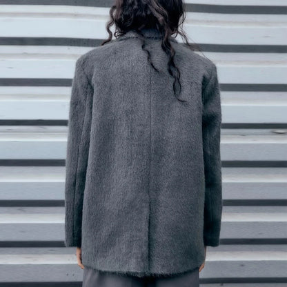 Elegante Damenjacke mit Reverskragen und langen Ärmeln – luxuriöses Patchwork-Design mit Taschen