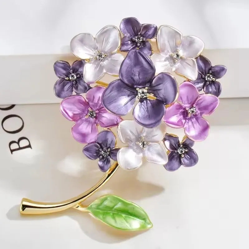 Brosche Blume Emaille Strass Anstecknadel vielseitig Damen