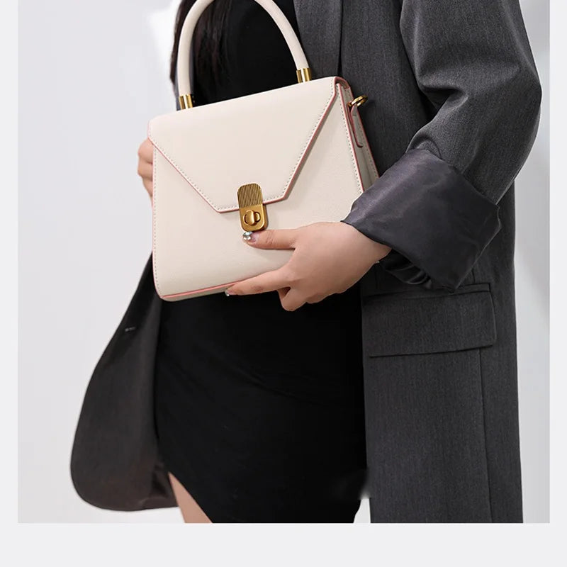 Spaltleder Damen-Handtasche | Unifarbenes Alltagsmodell