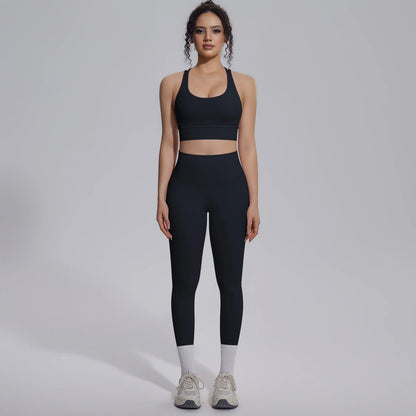 Yoga Set Für Frauen Mit Crossback Top Und Hochtaillierter Hose