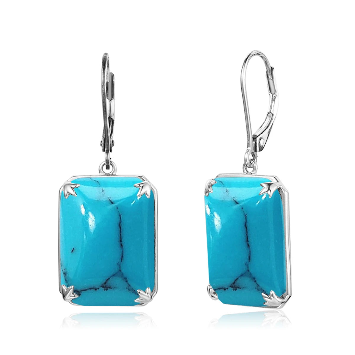 Damen-Ohrringe Silber 925 mit Mystic Regenbogen-Topas im rechteckigen Boho-Stil, Modeschmuck