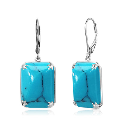 Damen-Ohrringe Silber 925 mit Mystic Regenbogen-Topas im rechteckigen Boho-Stil, Modeschmuck