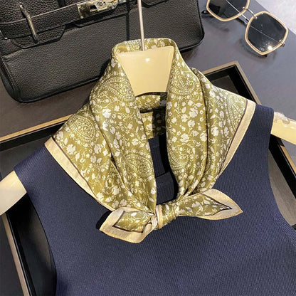 Damen Seidensatin Schal quadratisch Blumenprint Kopftuch Bandana Hijab K