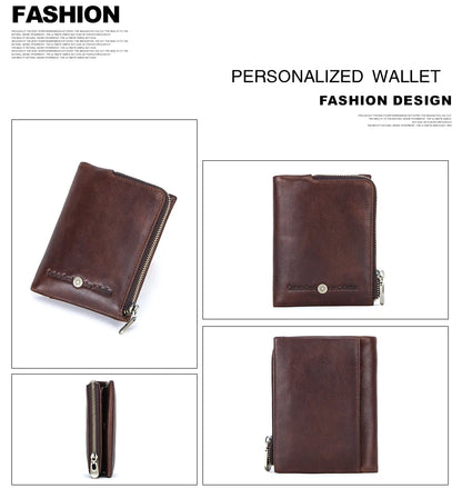 Herren Echtleder Geldbörse Bifold Vintage Senior Reißverschluss Luxus Kartenhalter Geldclip