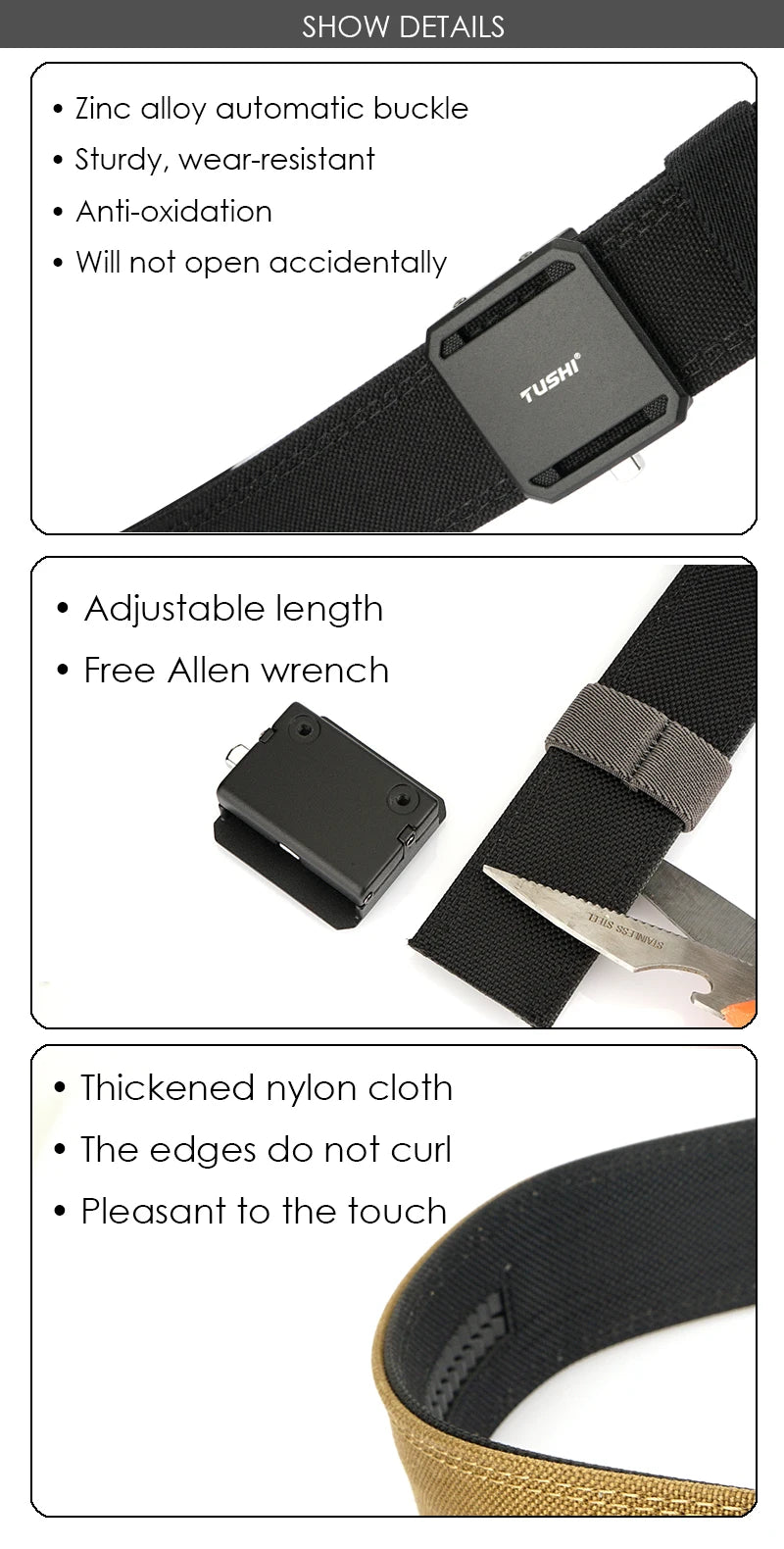 Herren-Taktischer Gürtel aus Nylon mit Zinklegierung-Schnalle und Schnellverschluss für Outdoor-Einsatz