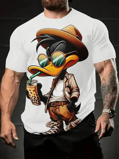 Hochwertiges Herren-T-Shirt in Übergröße mit kurzen Ärmeln und Henley-Ausschnitt – ideal für den Sommer.