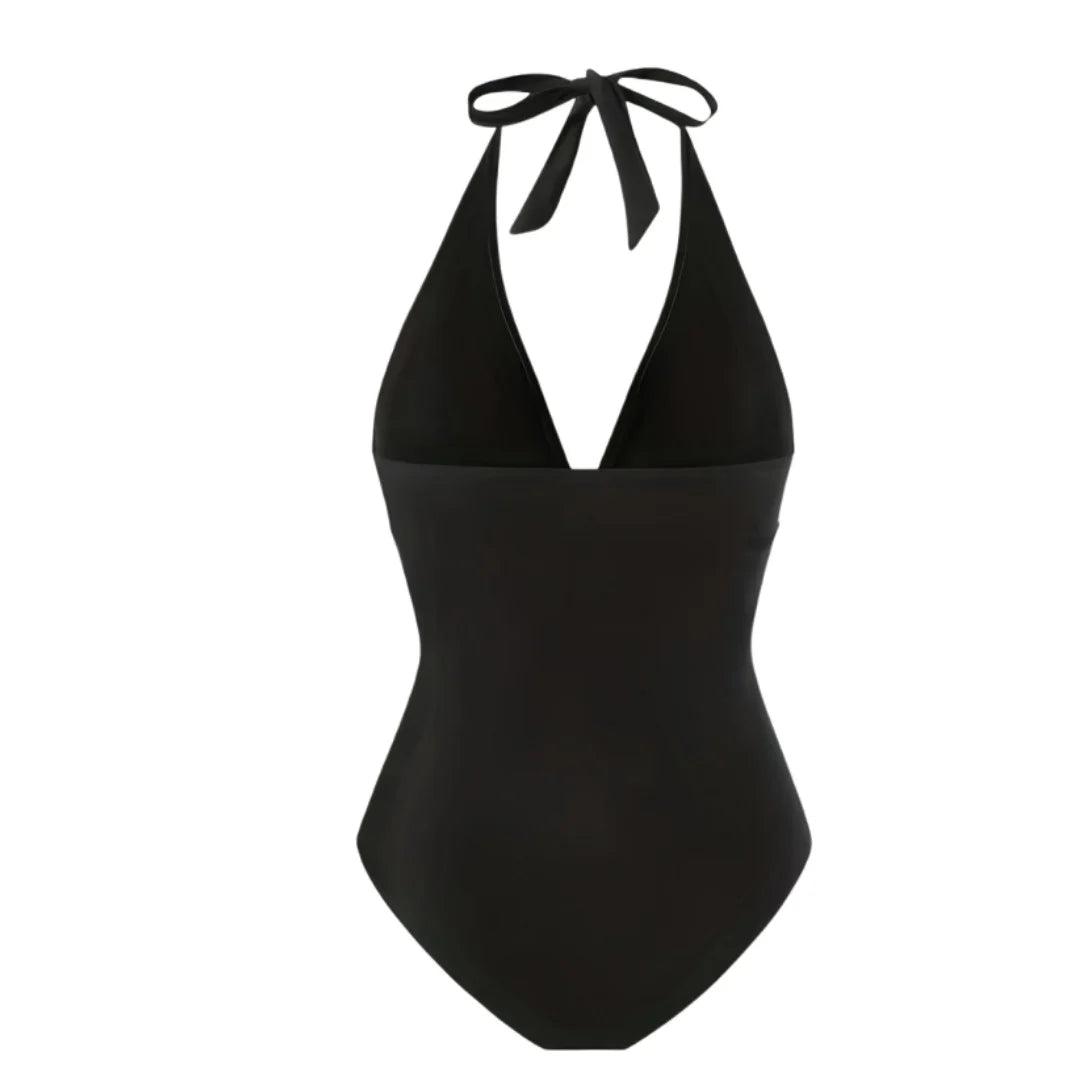 Damen Badeanzug Rock tiefer V-Ausschnitt Neckholder Seestern gepolstert Einteiler