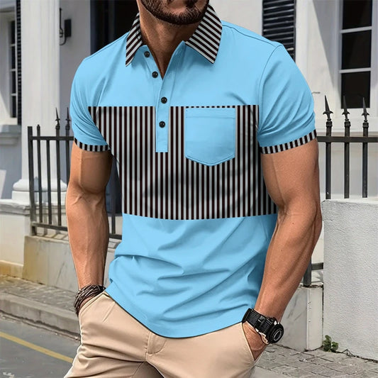Leichtes Herren-Poloshirt aus Eisseide mit kurzem Ärmel und Reverskragen – ideal für den Sommer im Büro.