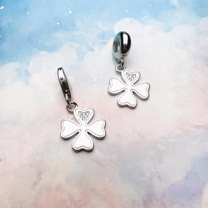 Damen-Charm-Anhänger Kleeblatt klassisch Glück aus Sterlingsilber