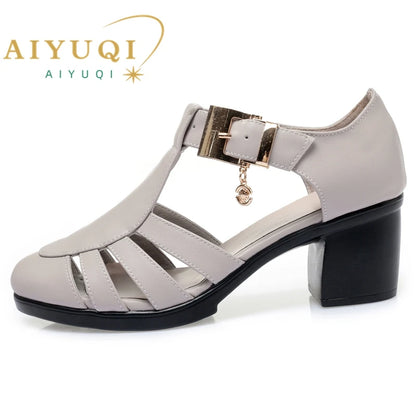 Damen Gladiator Sandalen Hohl Mittlere Ferse