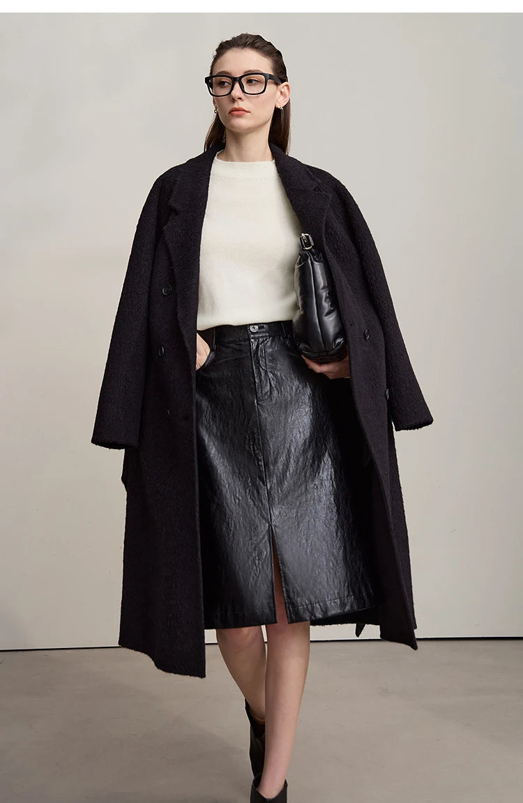 Damen-Rollkragenpullover Wolle-Kaschmir locker Herbst