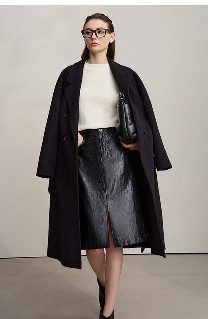 Damen-Rollkragenpullover Wolle-Kaschmir locker Herbst