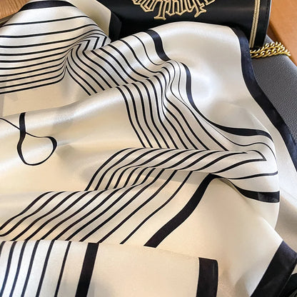 Damen Seidenschal quadratisch Luxus Haarband Halstuch Krawatte Handgelenk Bandana B