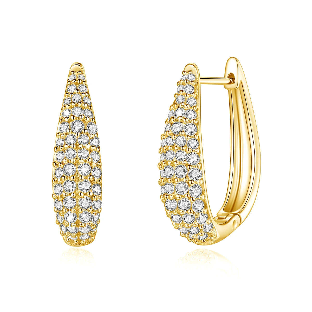 Damen-U-Form-Hoop-Ohrringe aus Silber 925, vergoldet mit 18K Gelbgold, Moissanite mit Zertifikat