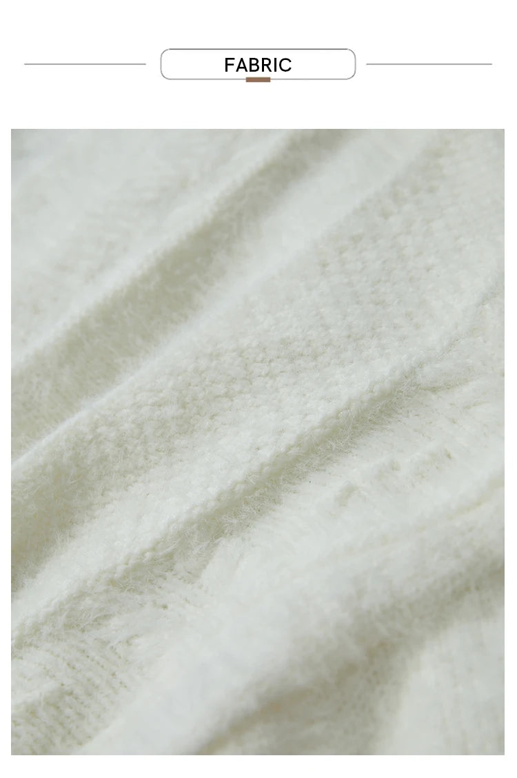 Damen-Strickjacke V-Ausschnitt Nerz-Imitat locker dick Winter