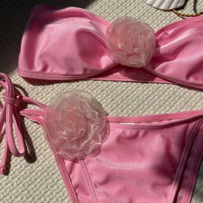Sexy Bikini-Set mit Push-up-Effekt – Solides Design für Strand und Pool